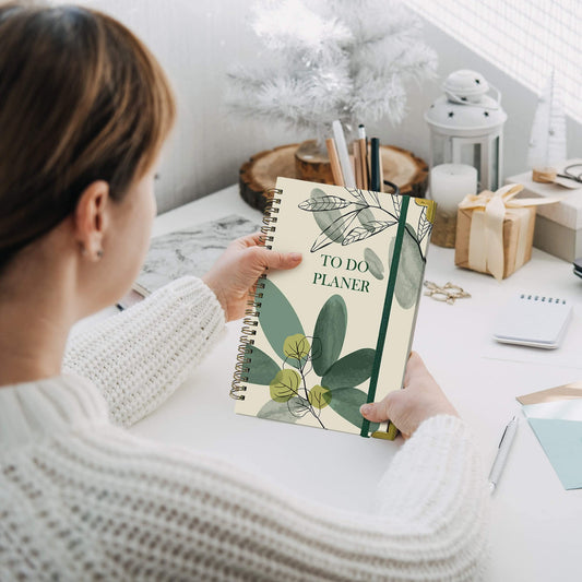 BIROYAL Tagesplaner undatiert A5 | 120-Tage To Do Planer für Aufgaben & Notizen | To Do Listen Block | Tages & Wochenplaner Spiralblock Hardcover | Perfekt für Büro & Schule | Tintenwäsche