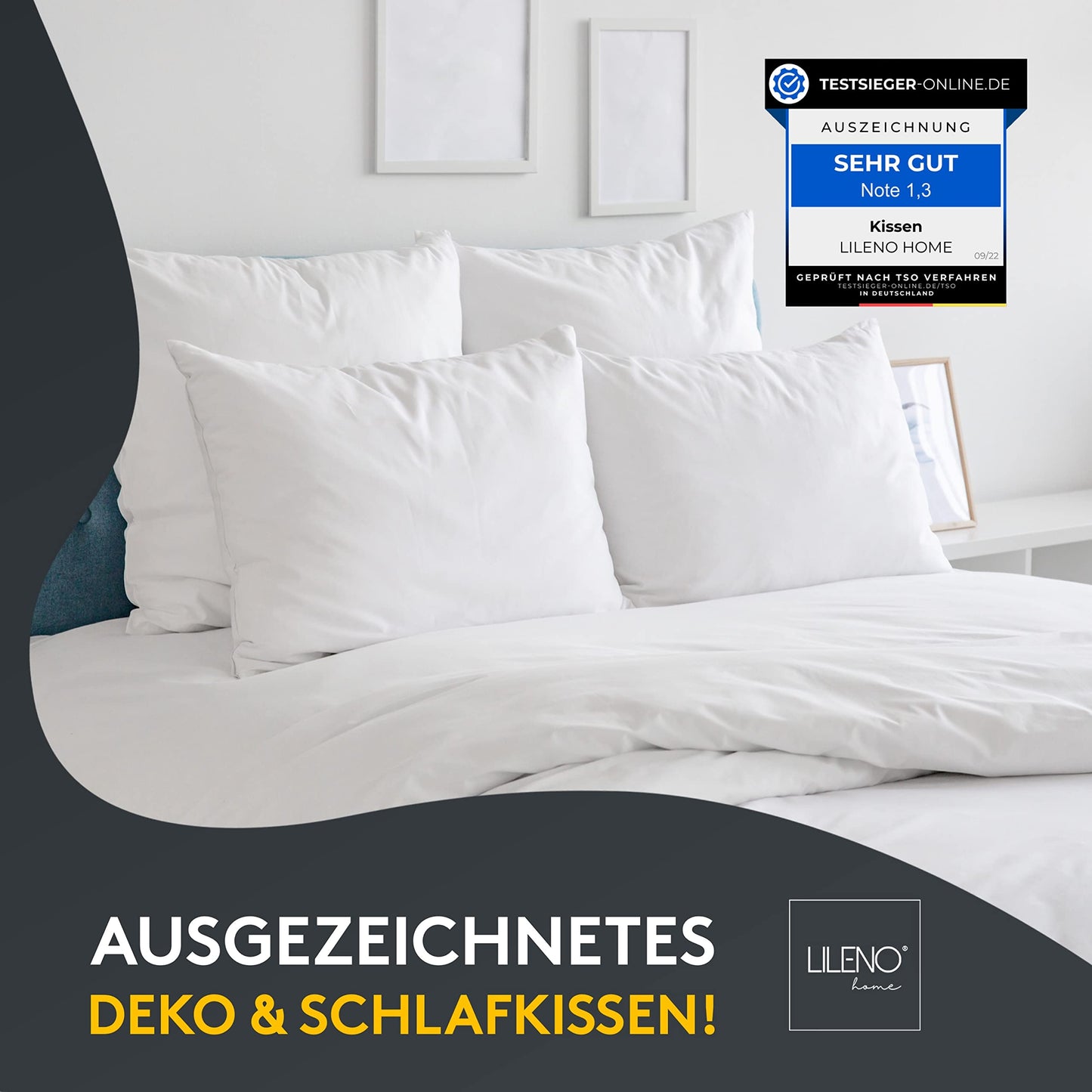 LILENO HOME 4er Set Kissenfüllung 40x40 cm - 40°C waschbares Innenkissen geeignet für Allergiker - Polyester Kisseninlet als Couchkissen, Sofa Kissen, Cocktailkissen und Kopfkissen