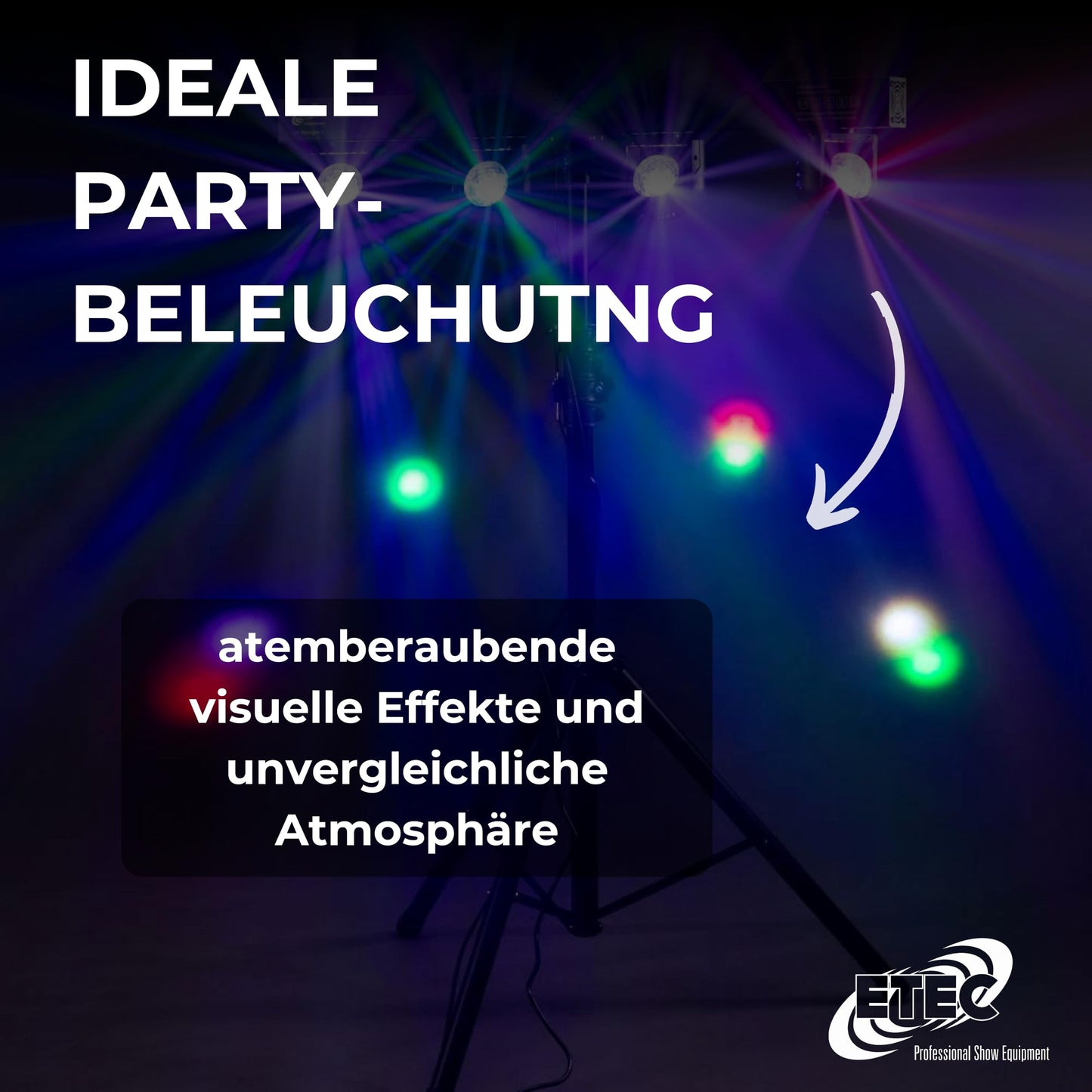 ETEC Professional LED Movingbar 2 inkl. Stativ u. Tasche Astro Balls 12W RGBW Beam 12W RGBW Moving Heads Party DJ Disco Scheinwerfer Veranstaltung Bühnenbeleuchtung Farbmischung