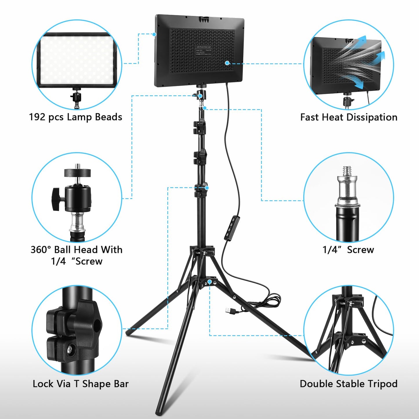 Ci-Fotto LED-Dauerlicht 2-Pack, Zweifarbig 2800-6500K Dimmbares USB Foto-Videoleuchte, 173cm Fotografie-Beleuchtungsset mit Stativständer für Studios, YouTube TikTok Videoaufnahmen, Spiele-Streaming