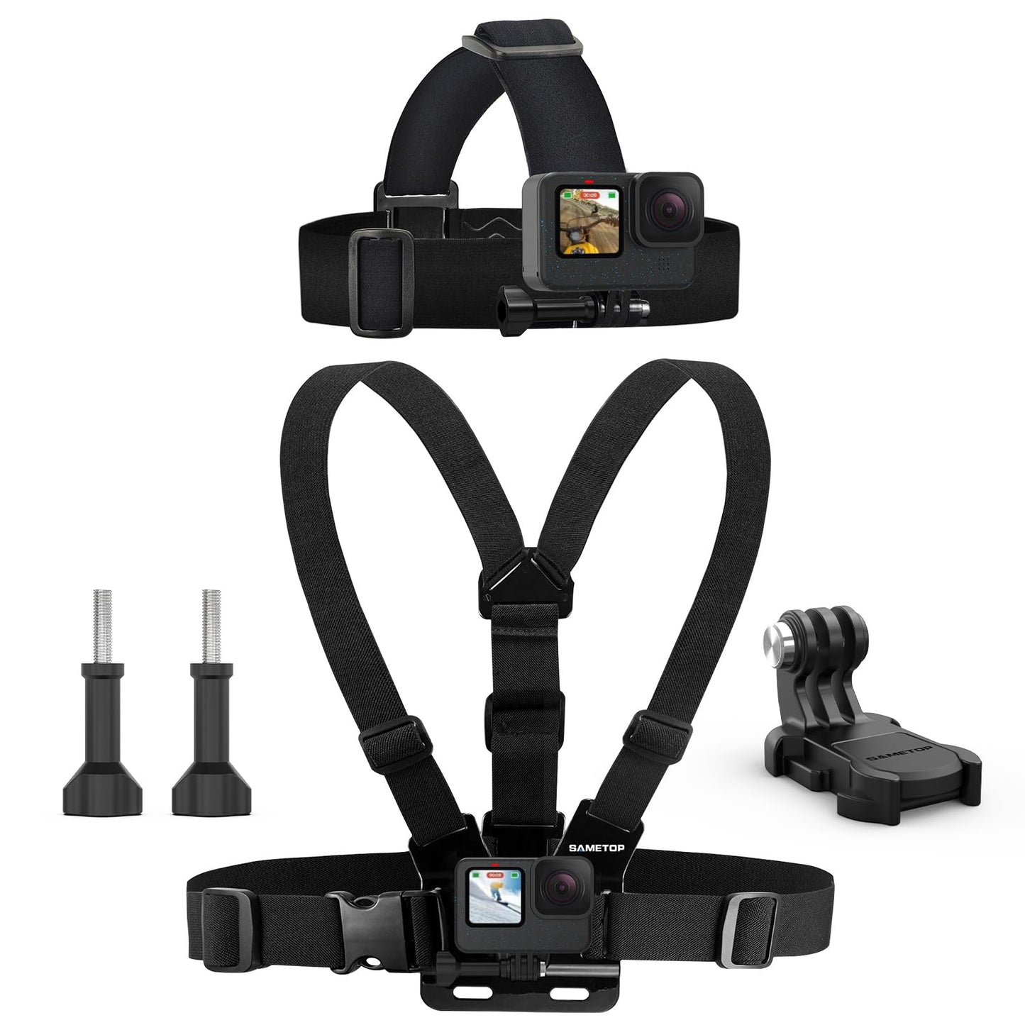 Sametop Kopfhalterung Brustgurt Brusthalterung Kopfgurt Zubehör Kompatibel mit GoPro Hero 13 12 11 10 9 8 7 6 5 4 Session Max DJI Osmo Action Kameras