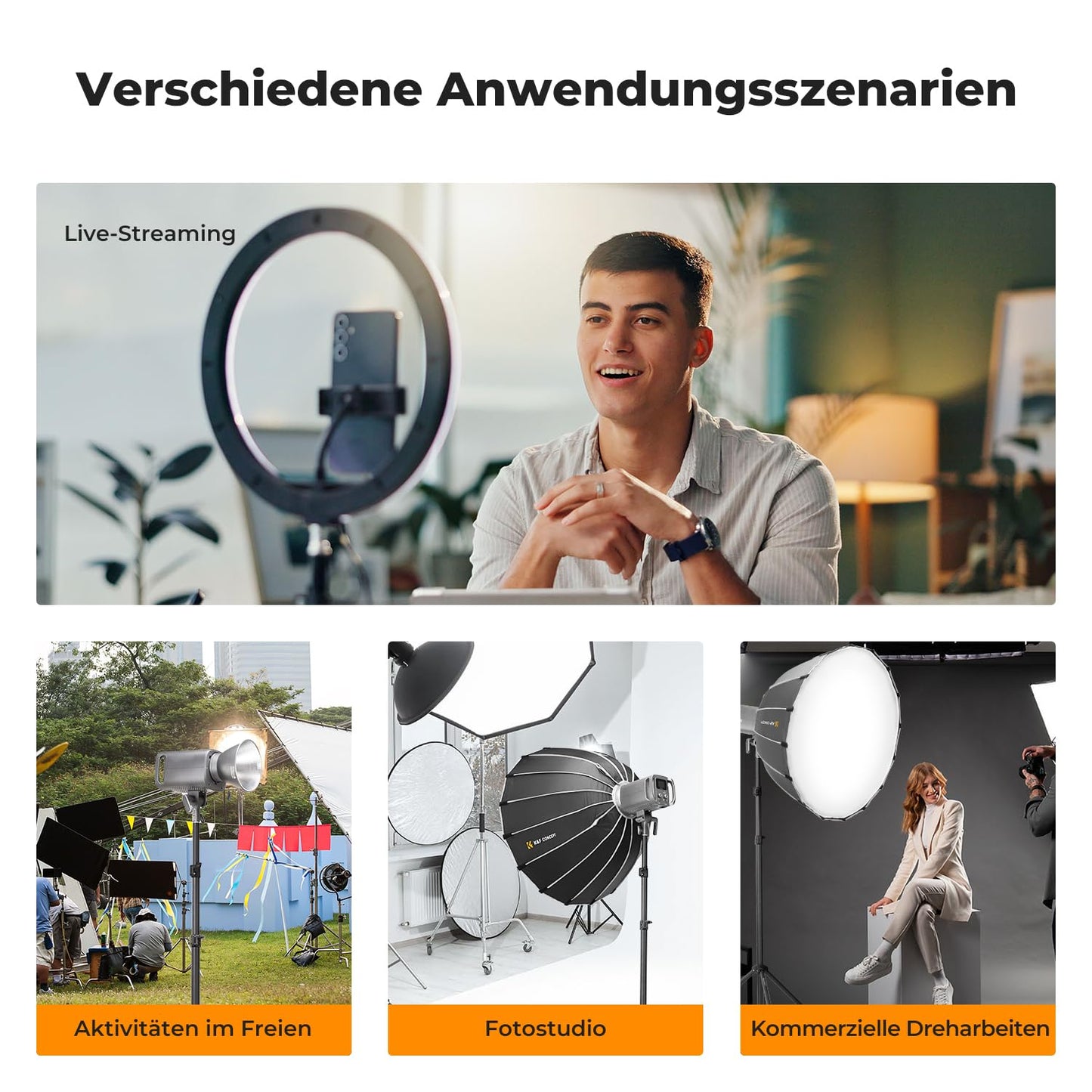 K&F Concept Fotografie Lichtstativ, 280CM Metal Light Stand für Studio-Fotographie, Reflektor, Blitz & Video, einstell Beleuchtungstativ hoch mit Stativtasche & 1/4" Srew