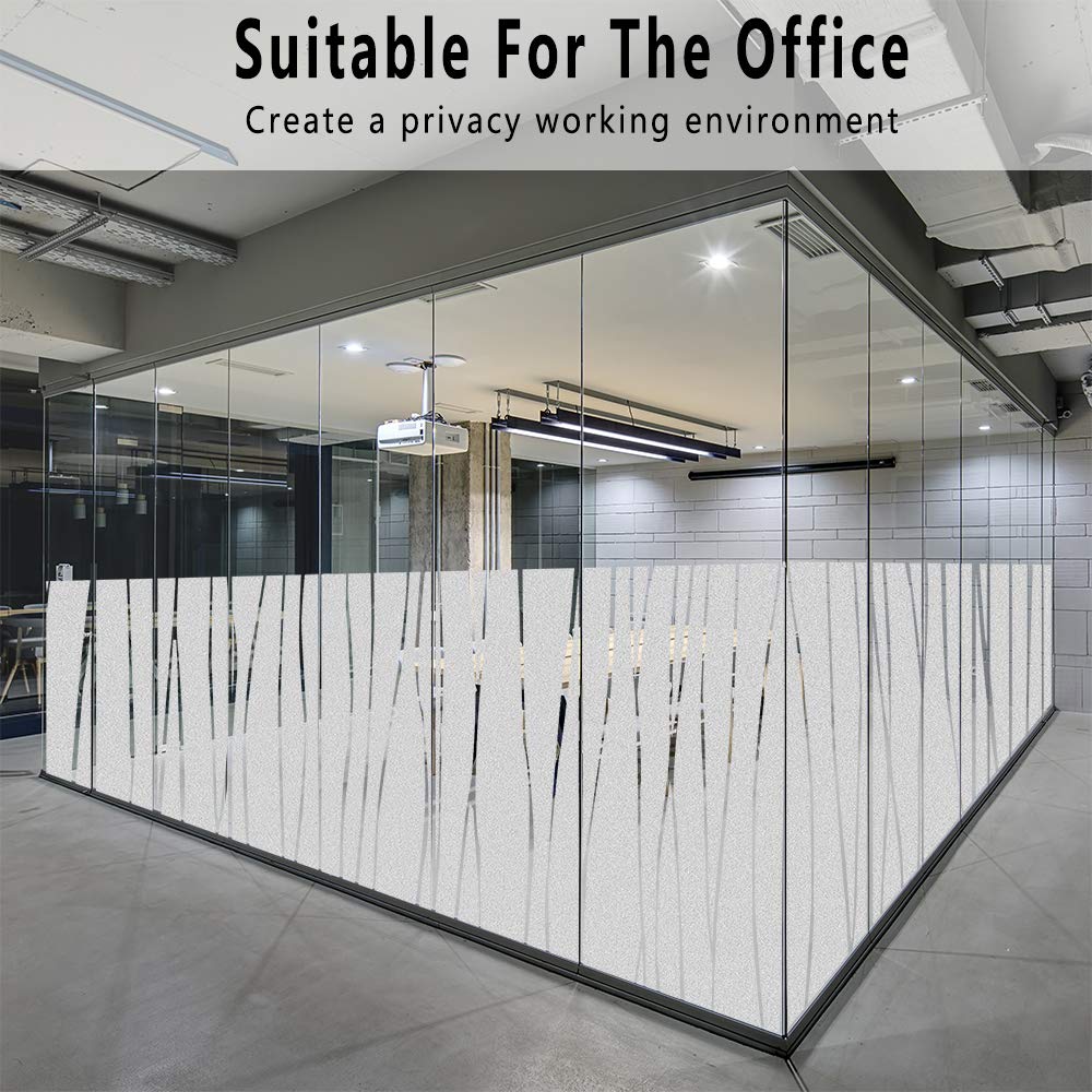 Finnez Fensterfolie Selbsthaftend Milchglasfolie Sichtschutzfolie Scheibenfolie Blickdicht Dekorfolie Anti-UV Statische Folie Mit Unregelmäßige Streifen Muster 44,5 X 200 cm