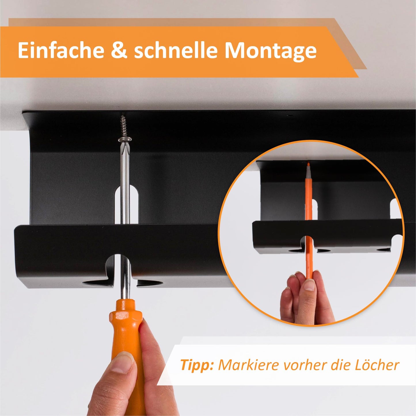 Stilemo® Kabelkanal Schreibtisch - Kabelmanagement Schreibtisch Organizer Kabeldurchführung - Cable Management Kabelhalter Kabelwanne Tisch 2er Set - 43x12x10 cm - Kabelkorb Schwarz