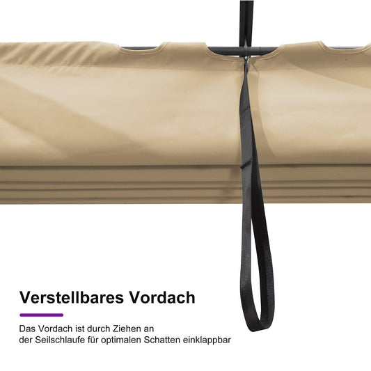 PURPLE LEAF Aluminium Pergola 3 x 3.65 m Wasserdicht Stabil Winterfest, Garten Pavillon mit Sonnenschutz Überdachung, UV-Schutz, Beige