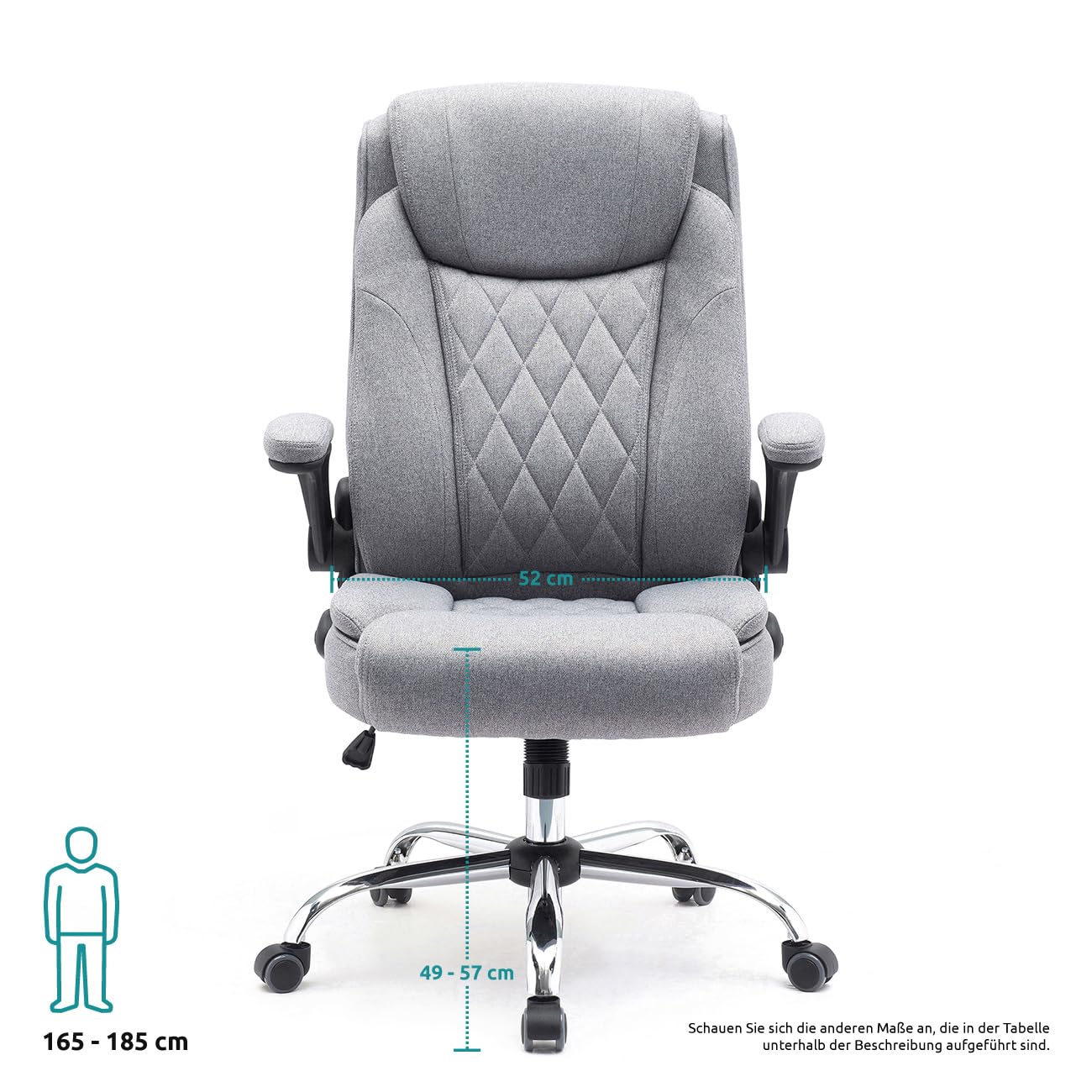 Superkancl ergonomischer Bürostuhl Comfortable mit klappbaren Armlehnen, Grau
