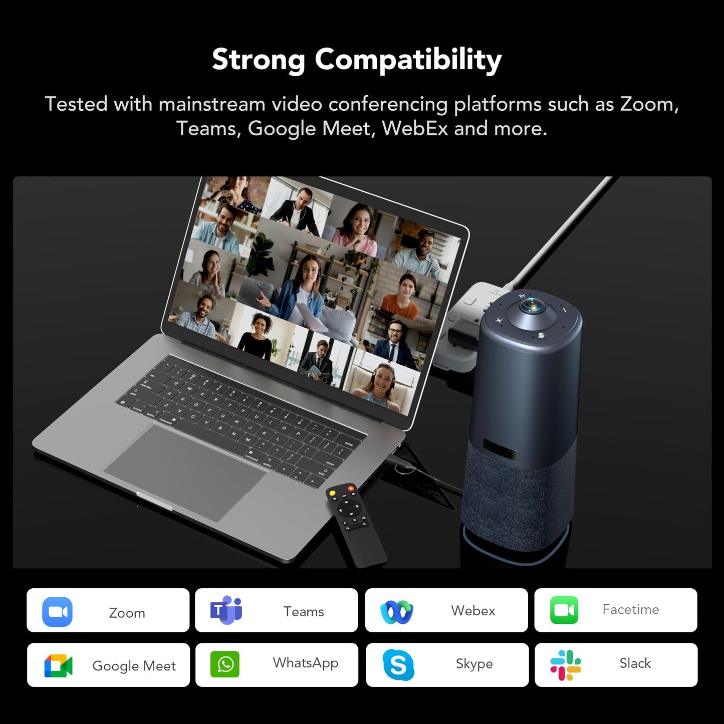 Nuroum 360 Pro Kamera für Videokonferenzen, 3 AI Modi, Intelligente Rauschunterdrückung & AGC, Webcam mit Mikrofon und Lautsprecher für Zoom/Teams/GoogleMeet auf PC/Laptop/Desktop