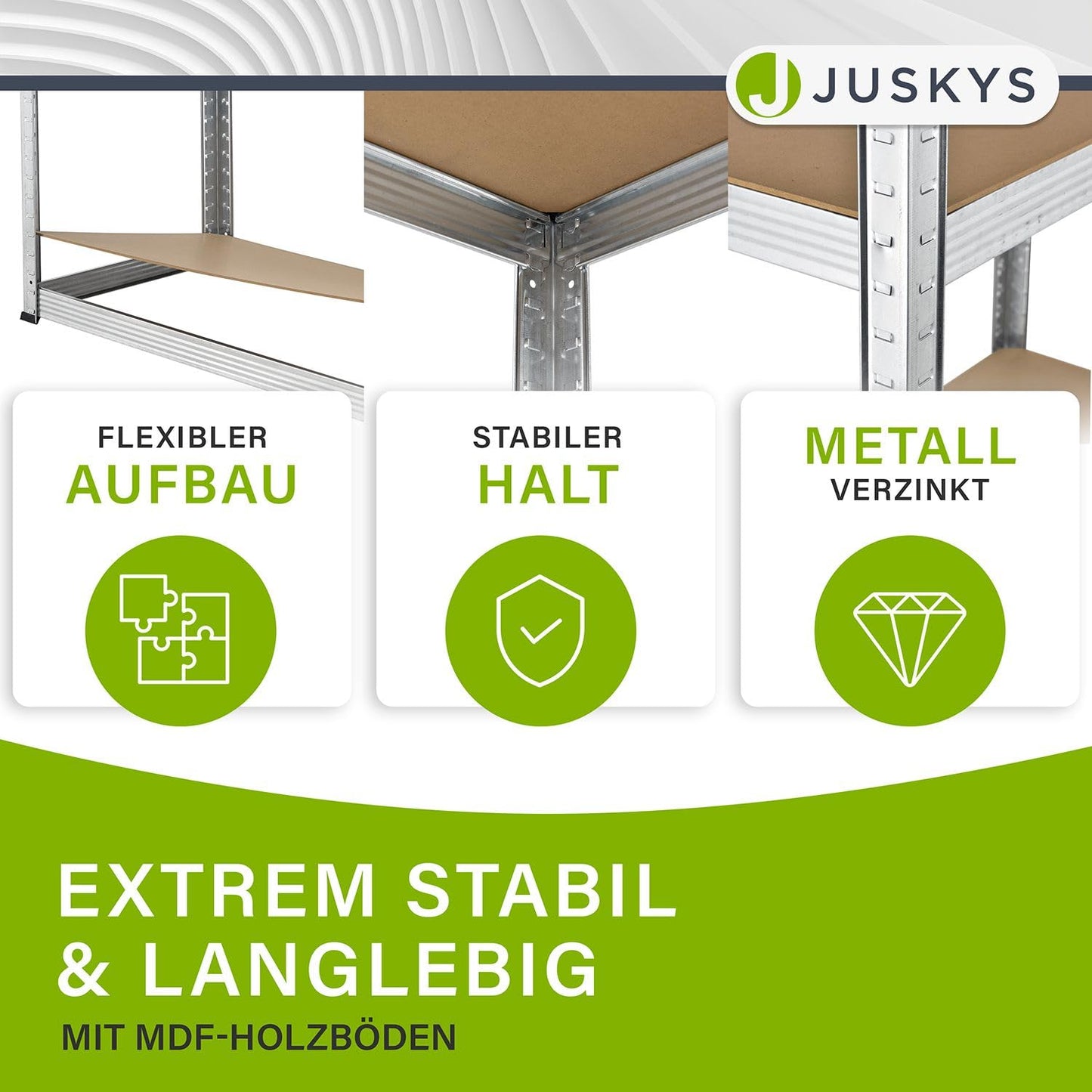 Juskys 2er-Set Lagerregal Easy 2X 160x80x40cm (HxBxT) | 640kg Traglast | 8 Böden | Metall Schwerlastregal Kellerregal Steckregal Regal Regalsystem Metallregal