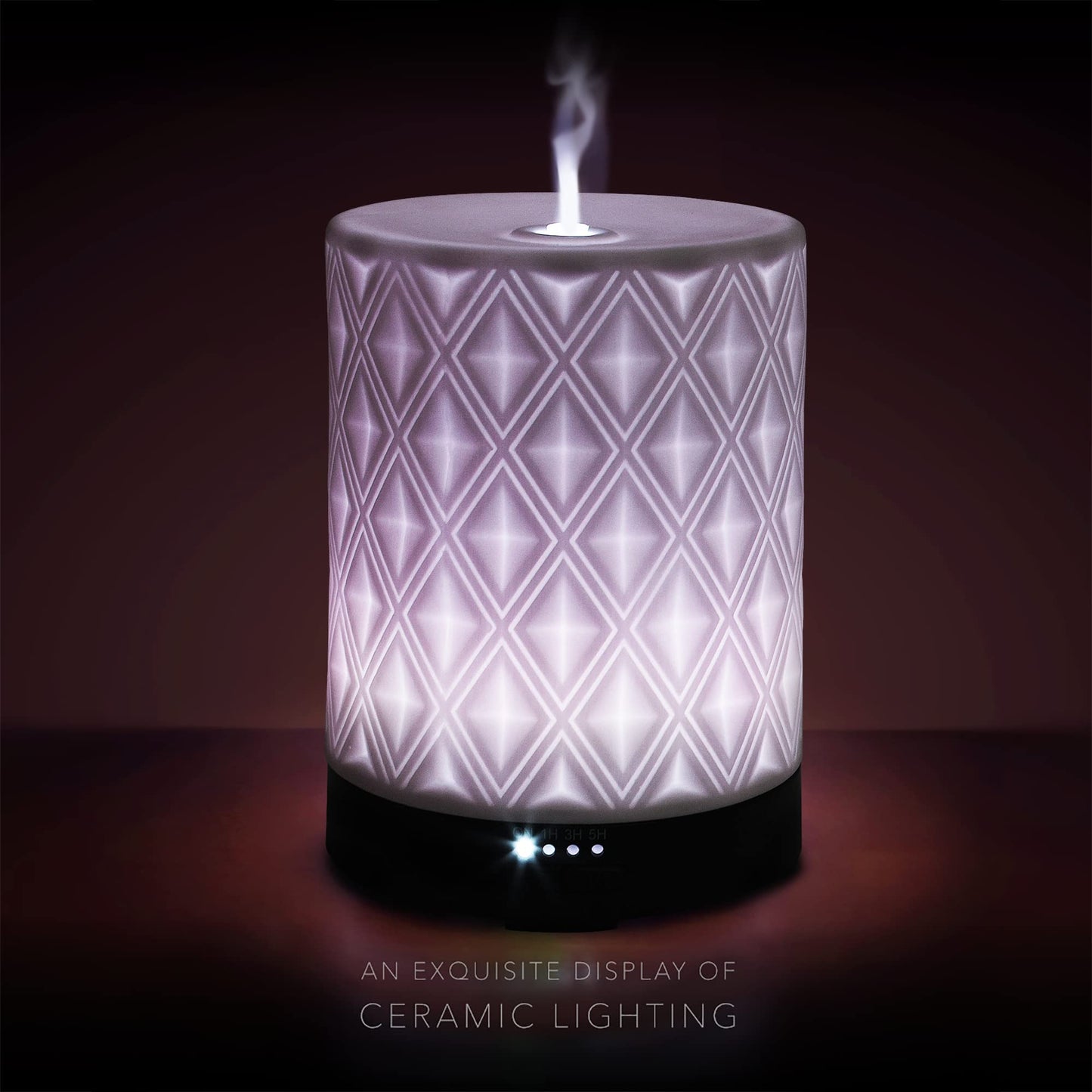 Earnest Living Ätherisches Öl Diffusor Weiß Keramik Diffusor 250ml Timer Nachtlichter und Auto Off Funktion Home Office Aromatherapie Diffusoren für ätherische Öle Geschenk
