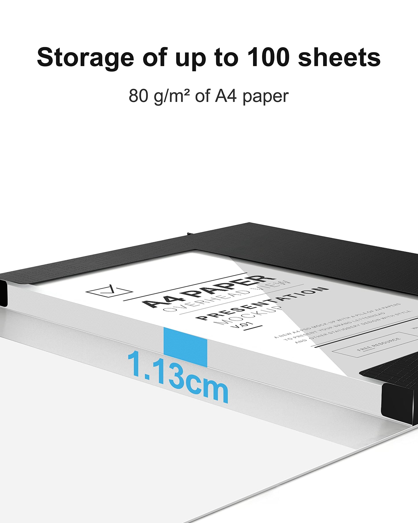 JiaWei 12 Stück 11mm Breite Sammelmappe A4 aus Karton, Aus 350g/m² extra starkem Karton mit 3 Klappen Für Din A4 Mappe, Mit Namensfeld & Gummizug, für Archivbox Aktenbox Dokumentenbox - Schwarz