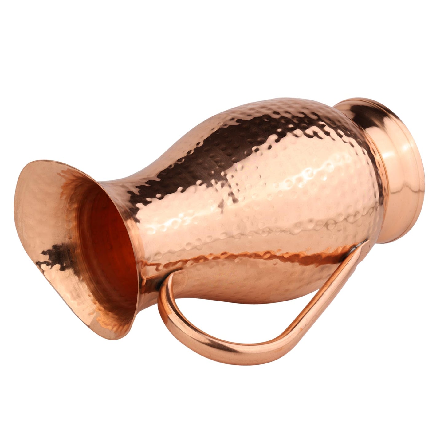 Krug aus reinem Kupfer mit Deckel, großer, gehämmerter Wasserkrug aus massivem Kupfer, Fassungsvermögen 60 oz/1800 ml, Kupferkaraffe für Zuhause, Hotels und Restaurants