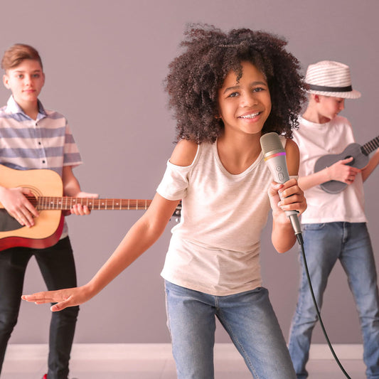 TONOR Dynamisches Karaoke Mikrofon, RGB XLR Gesangsmikrofon zum Singen, Handmikrofon mit 5M Kabel, Weiß Supernieren Microphone für Live-Gesang/Bühne/Lautsprecher/Studio/Zuhause/Party