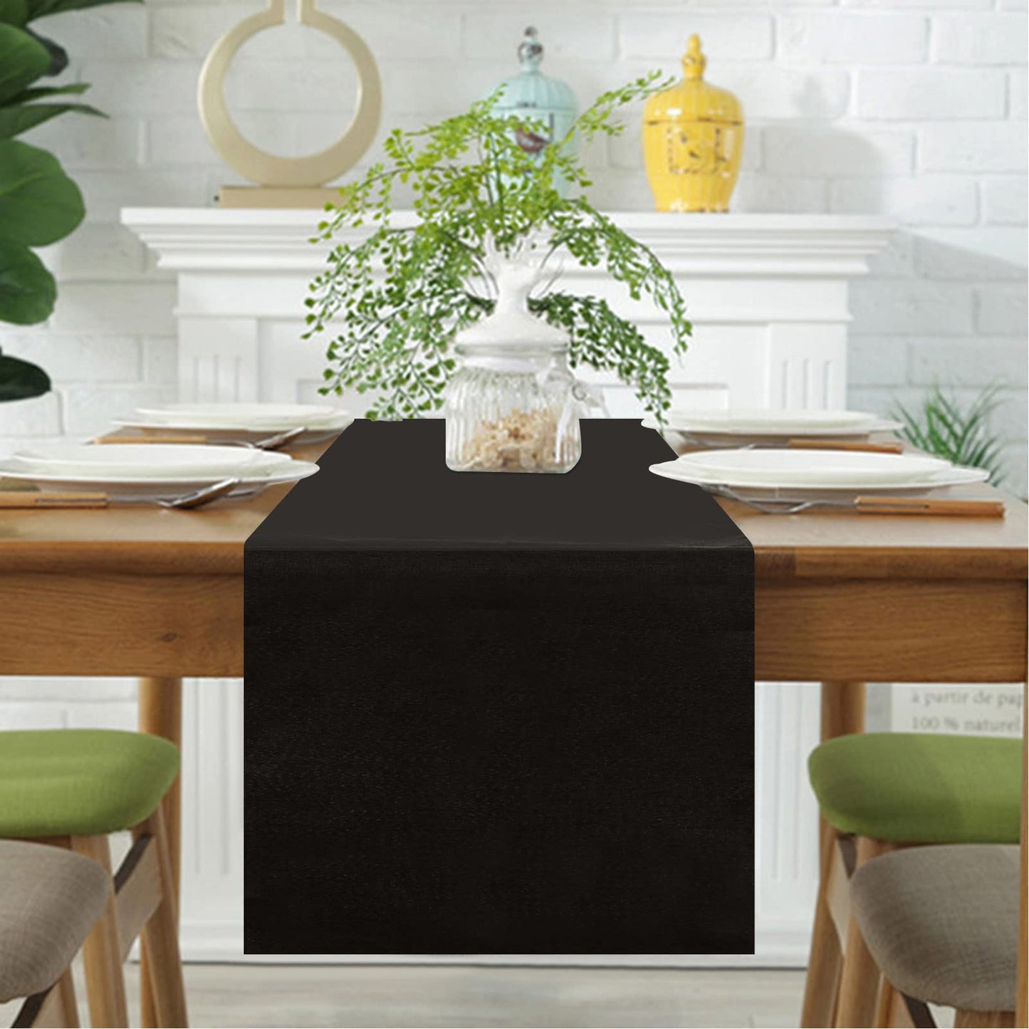 Tischläufer Frühling Modern, Tischläufer Abwaschbar, Tischläufer Leinenoptik, Tischläufer Wasserabweisend, Tischläufer für Esszimmer Party Urlaub Dekoration (Schwarz, 40 x 140 cm)