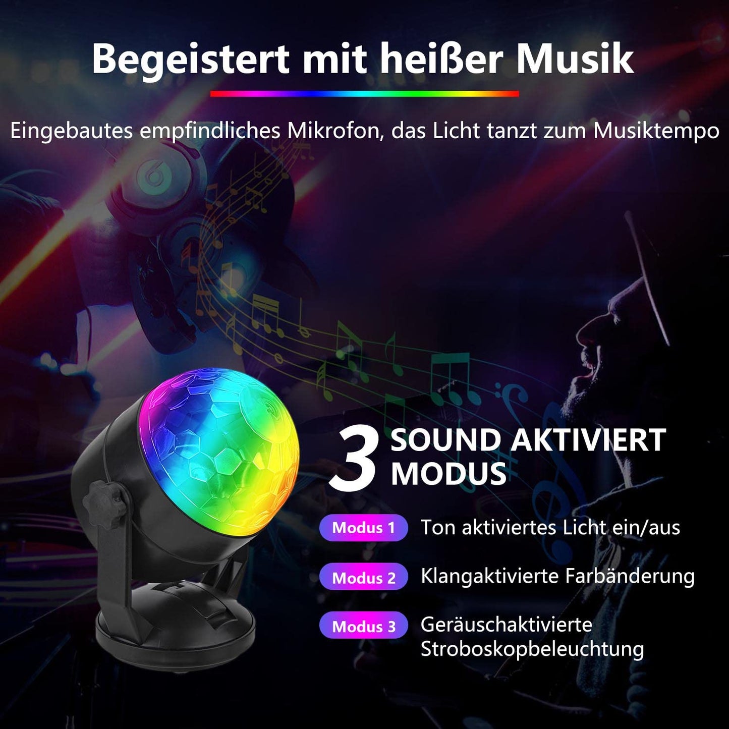CATPOWER 2er-Pack Batteriebetrieben Discokugel Partylicht mit Fernbedienung, musikgesteuert, tragbar für draußen und drinnen, USB-Stecker, DJ Licht, Party Gadgets, Discolicht, Stroboskop-Bühnenlicht
