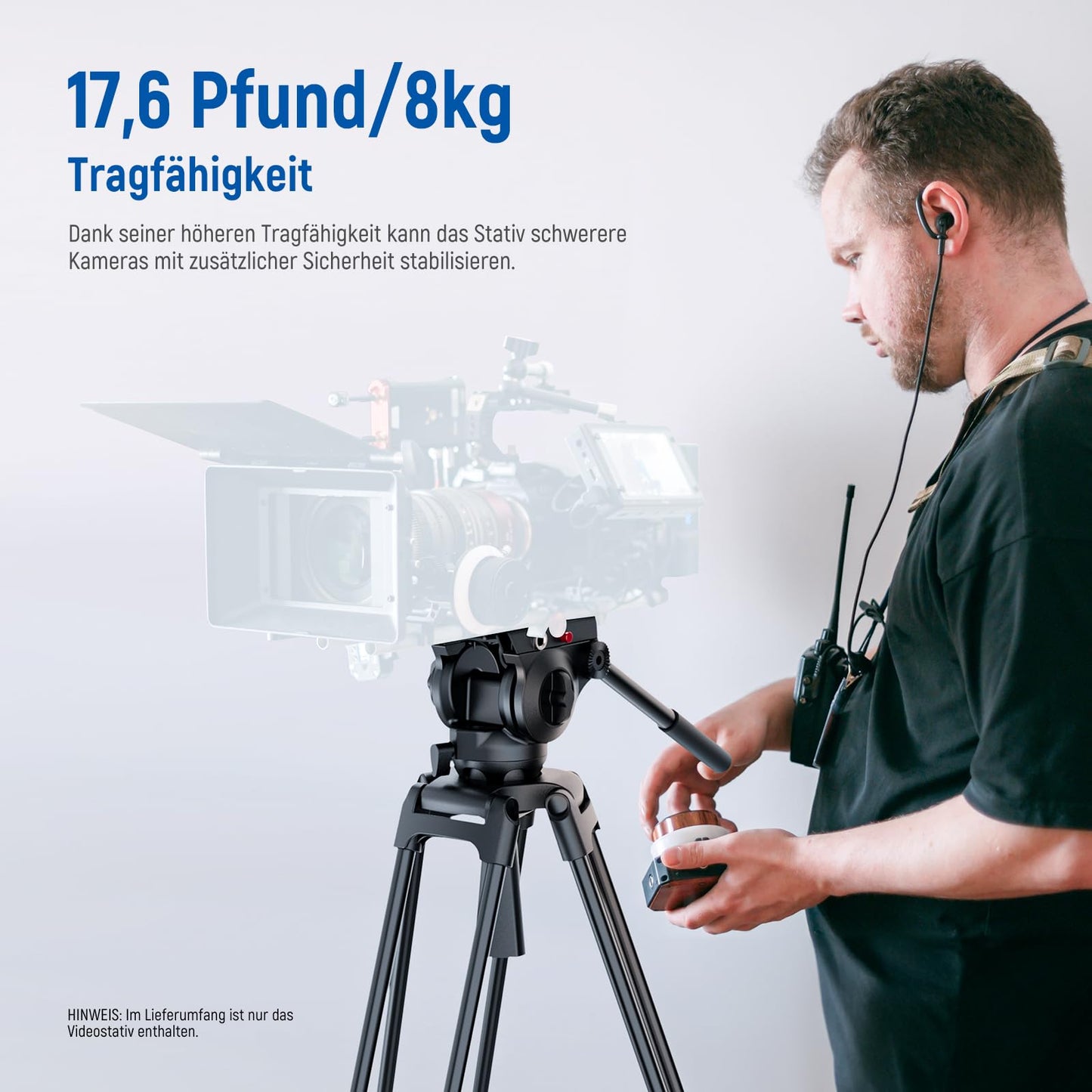 NEEWER Basic 74“ Videostativ mit Fluidkopf [Basisversion], Metall Kamerastativ mit sanfter Reibungsdämpfung, Mittelspinne, Schnellwechselplatte kompatibel mit 501, maximale Belastung 17,6lb, TP37