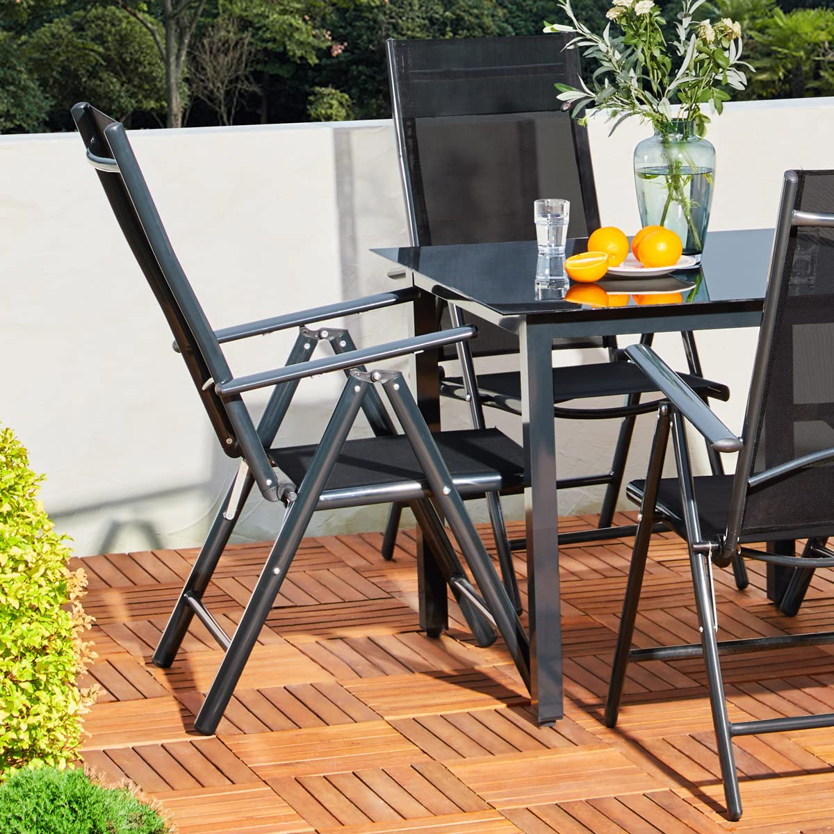 Casaria® Gartenstühle 6er Set Hochlehner Klappbar 8-Fach Verstellbar Camping Stuhl Aluminium Wetterfest Klappstuhl 120kg Belastbarkeit Garten Balkon