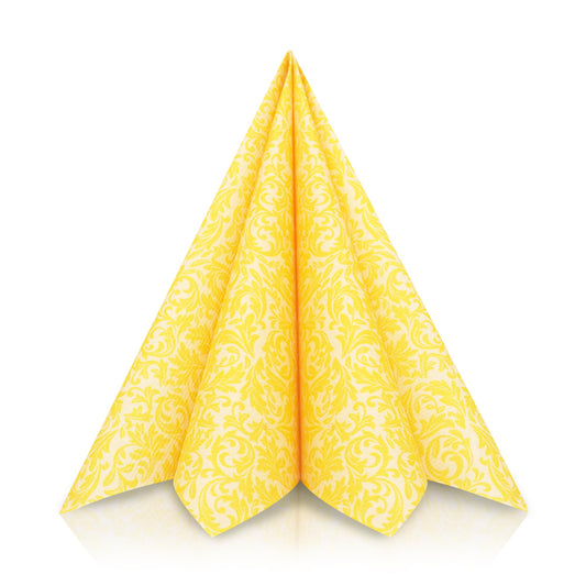 GRUBly® Servietten GELB, Stoffähnlich [50 Stück], Hochwertige gelbe Servietten, Tischdekoration für Hochzeit, Geburtstag, Feiern, Sommer, Frühling, Ostern, 40x40cm, AIRLAID QUALITÄT