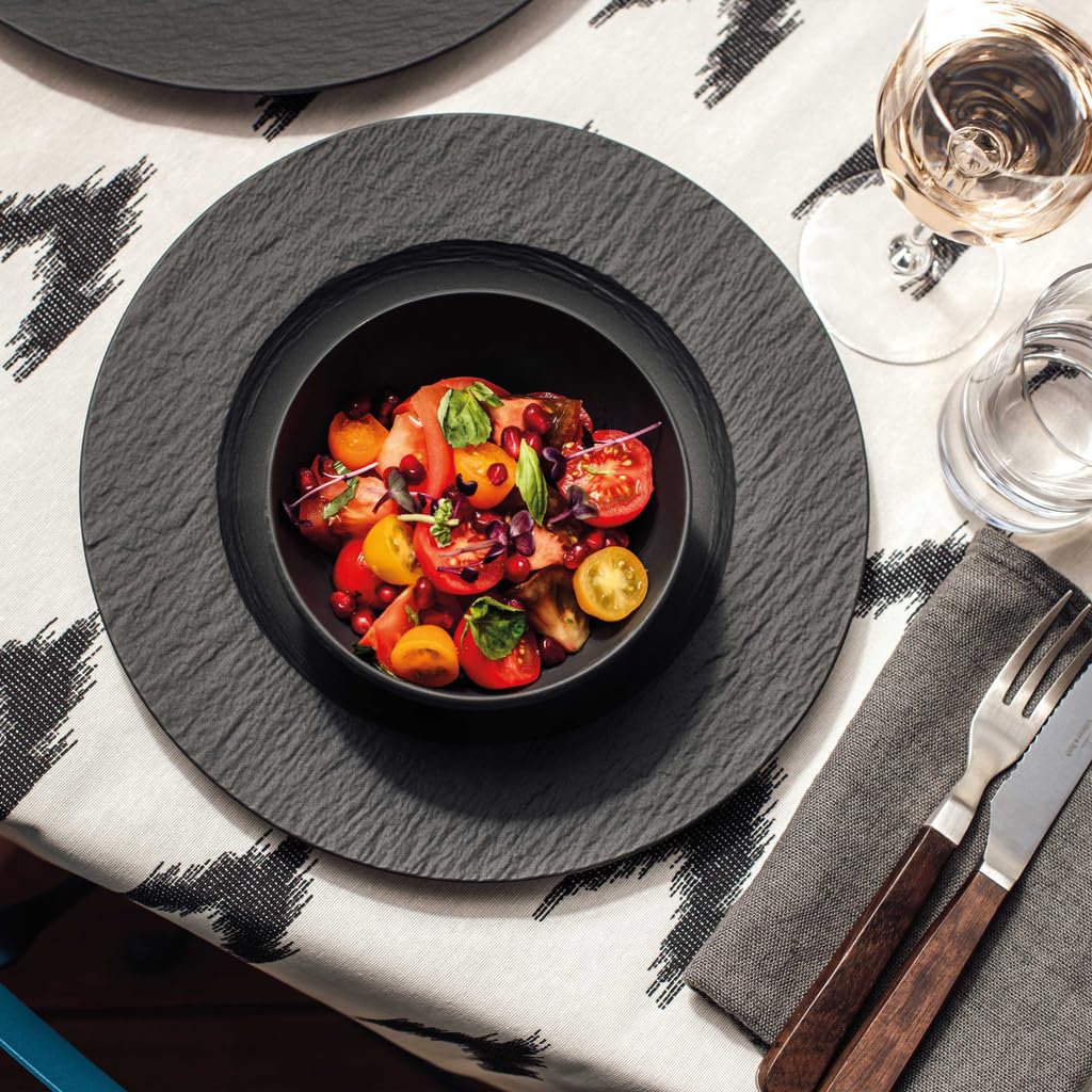 Villeroy & Boch – Manufacture Frühstücks-Set 6 teilig Schwarz, Spülmaschinenfest, Mikrowellensicher, Geschirrset, Geschirr Set mit Frühstückstellern, Tassen und Schüsseln, Premium Porzellan