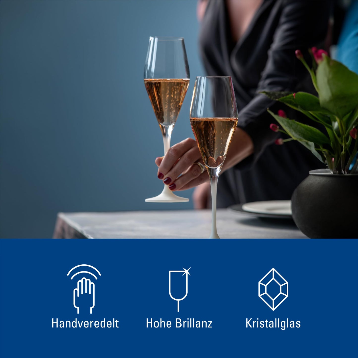 Villeroy & Boch – Manufacture Rock blanc Sekt-/ Champagnerglas Set 4 teilig Weiß, Gläser für Sekt und Prosecco, Sektgläser Set, Sektflöten, Außergewöhnliche Gläser, Champagnerkelche, Kristallglas