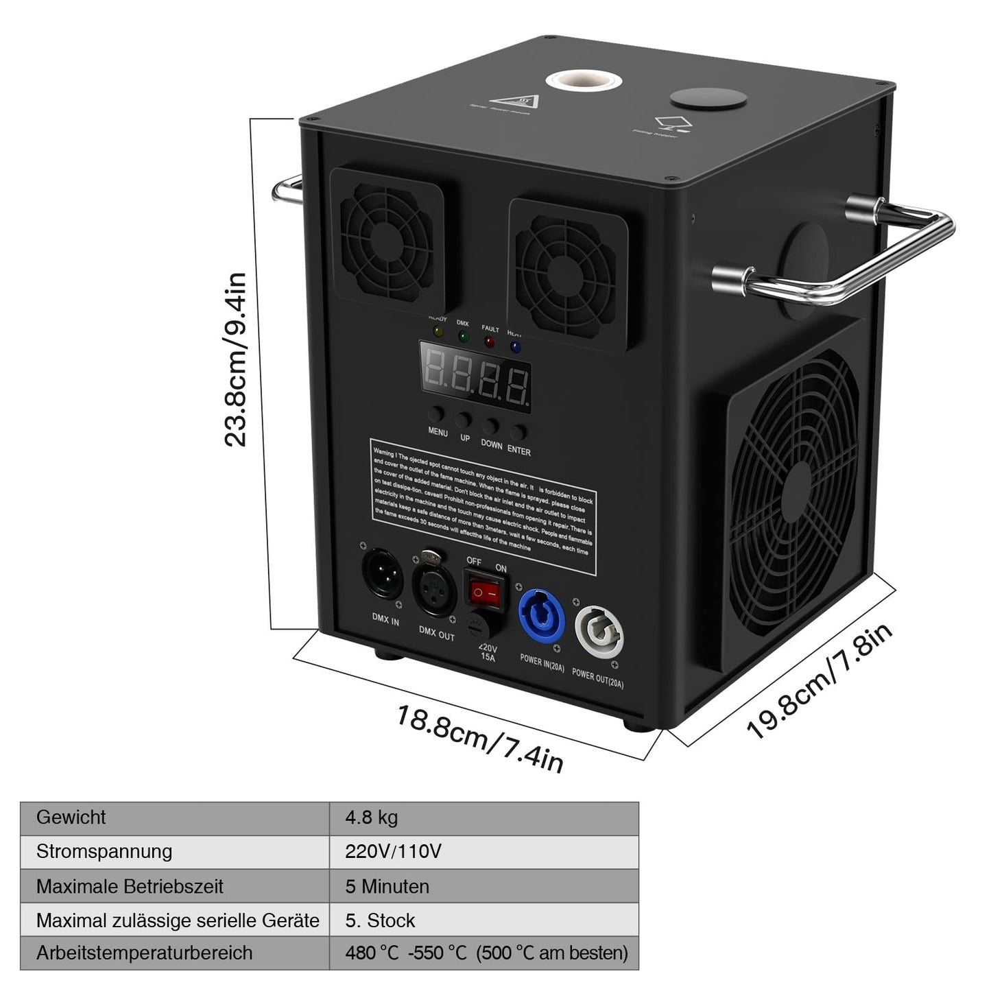 KRIDERISH Pyrotechnikmaschinen, Schwarz 2PC 530W DMX Cold Spark Maschine mit Flightcase, Fernsteuerung für Partys Halloween Weihnachten Hochzeiten Sportveranstaltungen