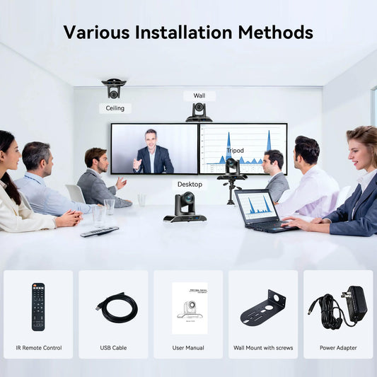Tenveo 4K PTZ Konferenzraum Kamera 12X Optischer Zoom USB3.0/HDMI Weitwinkel PTZ Kamera für Videokonferenz Kirche,Skype/Zoom/OBS/YouTube Live Streaming
