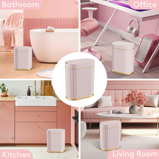 ELPHECO Sensor-Mülleimer, wasserdicht, Bewegungsmelder, automatischer Badezimmer-Mülleimer, schmaler Mülleimer (Rosa, 2 Gallonen)
