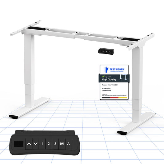 FLEXISPOT EC5W PRO Höhenverstellbarer Schreibtisch Elektrisch Tischgestell mit 2 starken Motoren, Super Belastung 160KG 3-Fach-Teleskop Memory-Steuerung und Softstart/-Stop (weiß)