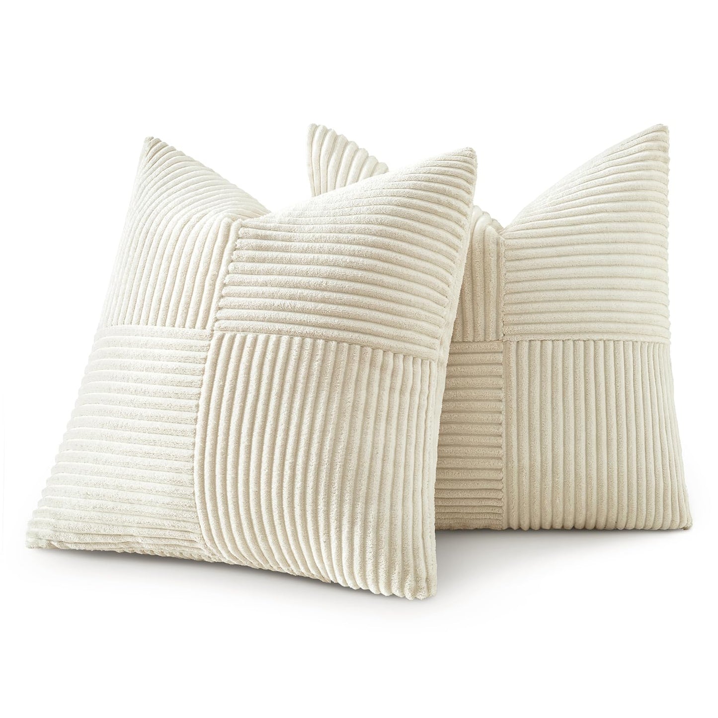 MIULEE 2er Set Kissenbezug 50x50cm Beige Kissenhülle Kissenbezüge Sofakissen Dekokissen Boho Couchkissen Kord Dekorative Zierkissenbezug für Sofa