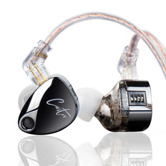 KZ Castor In Ear Monitor, Dual Dynamic Treiber, kabelgebundenes HiFi IEM, verbesserte Bass Sound abstimmung für In-Ear-Kopfhörer, abnehmbares 2-poliges Kabel (schwarz verbesserter Bass,kein Mikro)