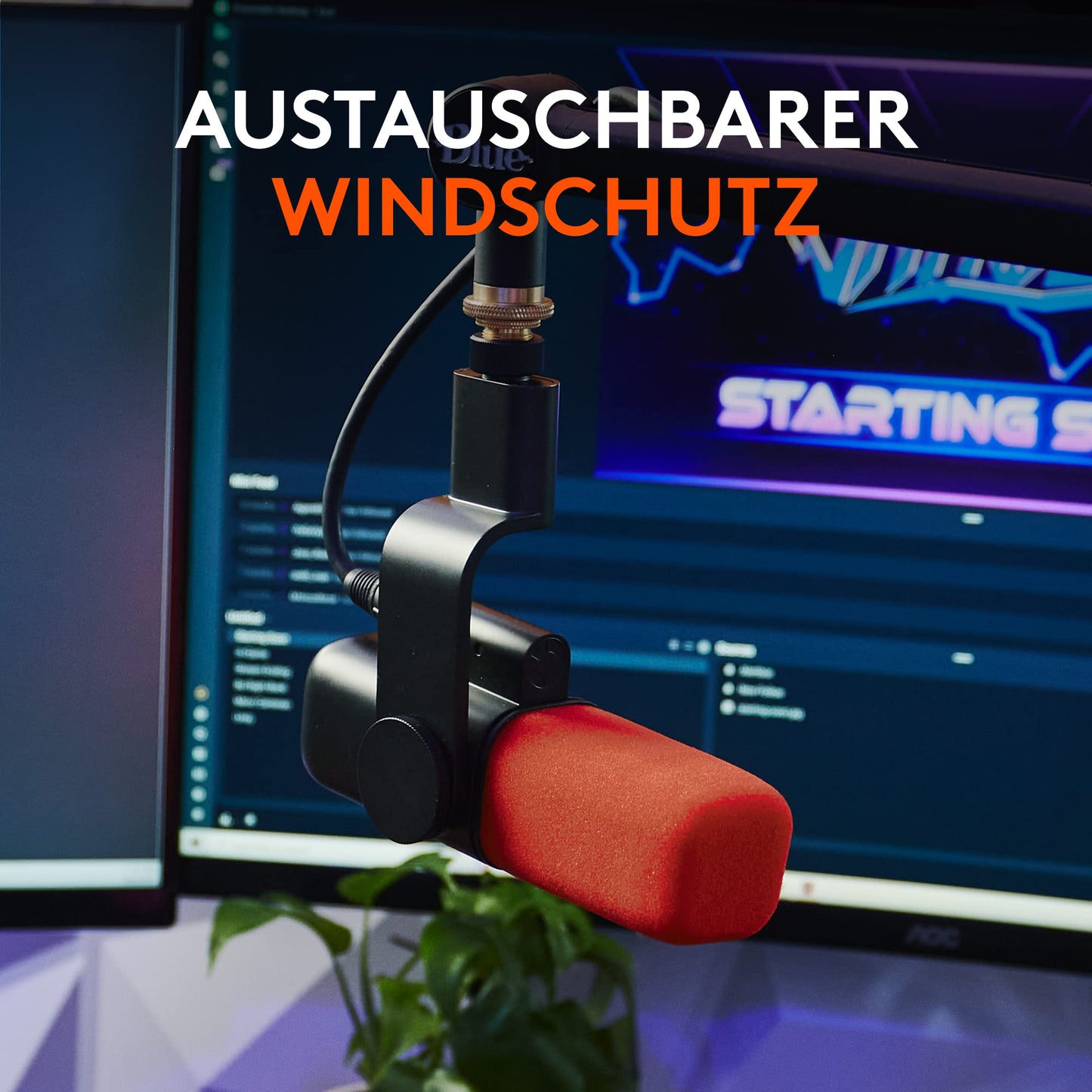 Logitech G Blue Sona Aktives dynamisches XLR-Broadcast-Mikrofon für Streaming und Content-Erstellung, ClearAmp-Vorverstärker, Doppelkapsel-Design, Interne Mikrofonspinne - Schwarz