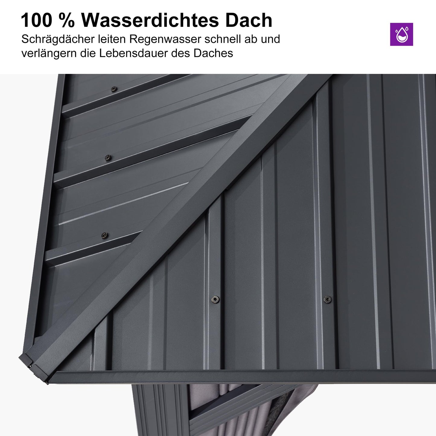 PURPLE LEAF Gartenpavillon 2.4 x 2.4 m Festem Dach, Basisch Pavillon Wasserdicht Stabil Winterfest Stahldach Hardtop Pavillon mit Seitenteilen Alu Pavillon für Grillpavillon, Grau