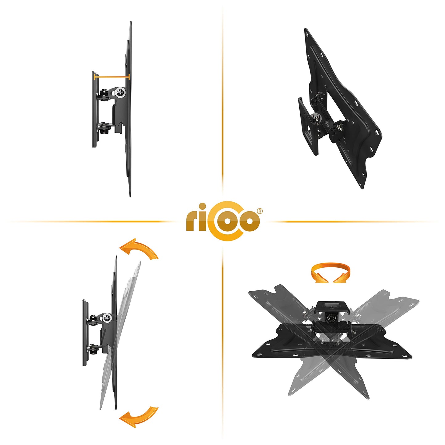 RICOO TV Monitor Wandhalterung Flach Ultra Slim Neigbar für 19-47 Zoll, Universal TV Halterung N0222, Fernsehhalterung für Wand, Wandhalterung Fernseher 32 Zoll, bis 30 Kg, max. VESA 200x200 mm