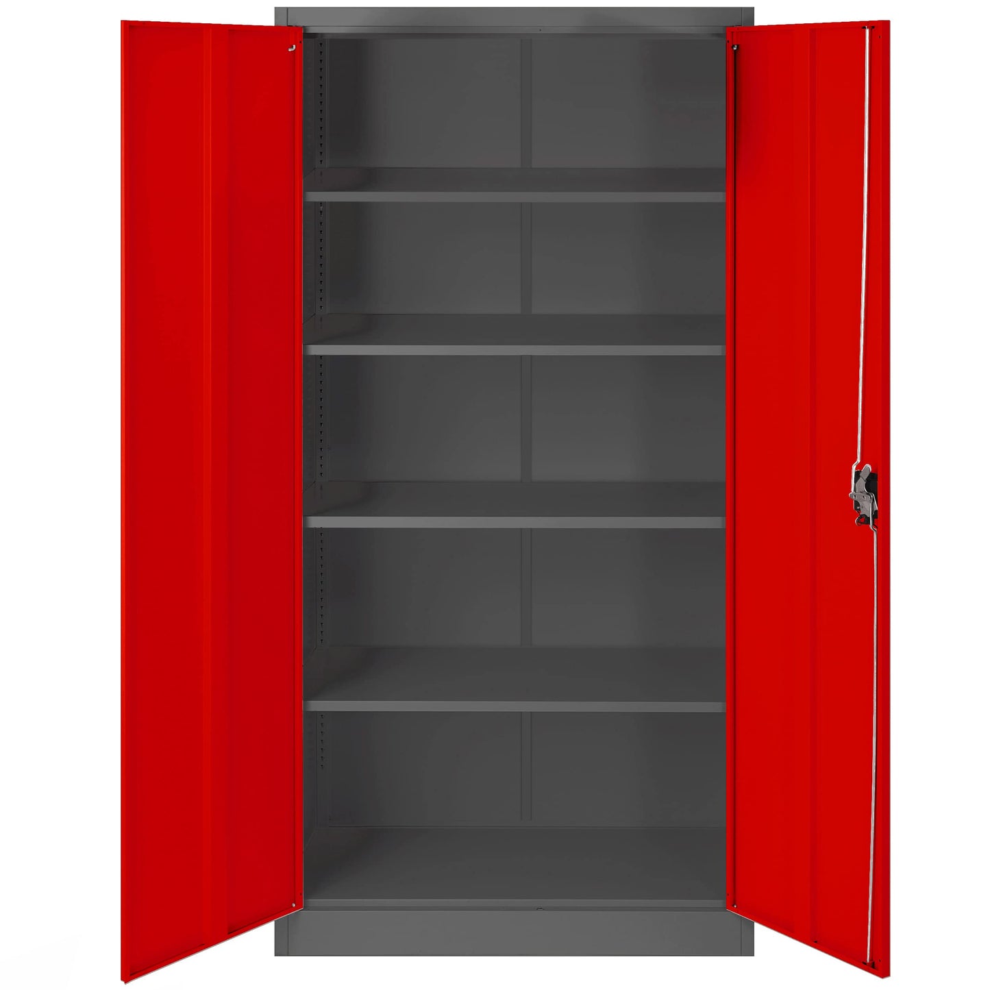 Jan Nowak Metallschrank Jan 185 x 90 x 40 cm - Metall Aktenschrank Abschließbar mit 2 Türen, Mehrzweckschrank mit 5 Ebenen, Büroschrank aus Stahlschrank mit Pulverbeschichtung - Anthrazit-Rot