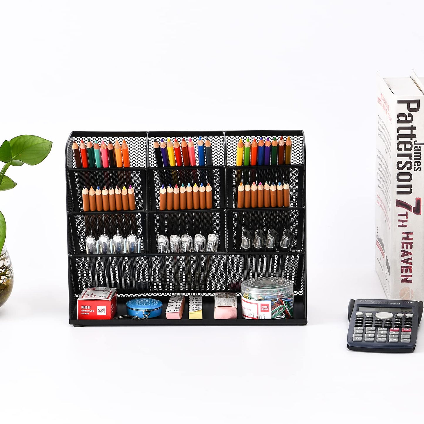 Marbrasse Netz-Schreibtisch-Organizer,Multifunktionaler Stiftehalter,Organizer Schreibtisch,Schreibtisch Organizer, Aufbewahrungs Regal für Schul und Heim Büro Bedarf (Schwarz)