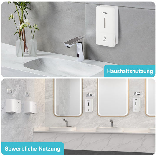 AIKE Schaumseifenspender 800 ML, Wandmontage, Manueller Druckpumpe für gewerbliche Badezimmer AK1006F Nur mit Schaumseife kompatibel