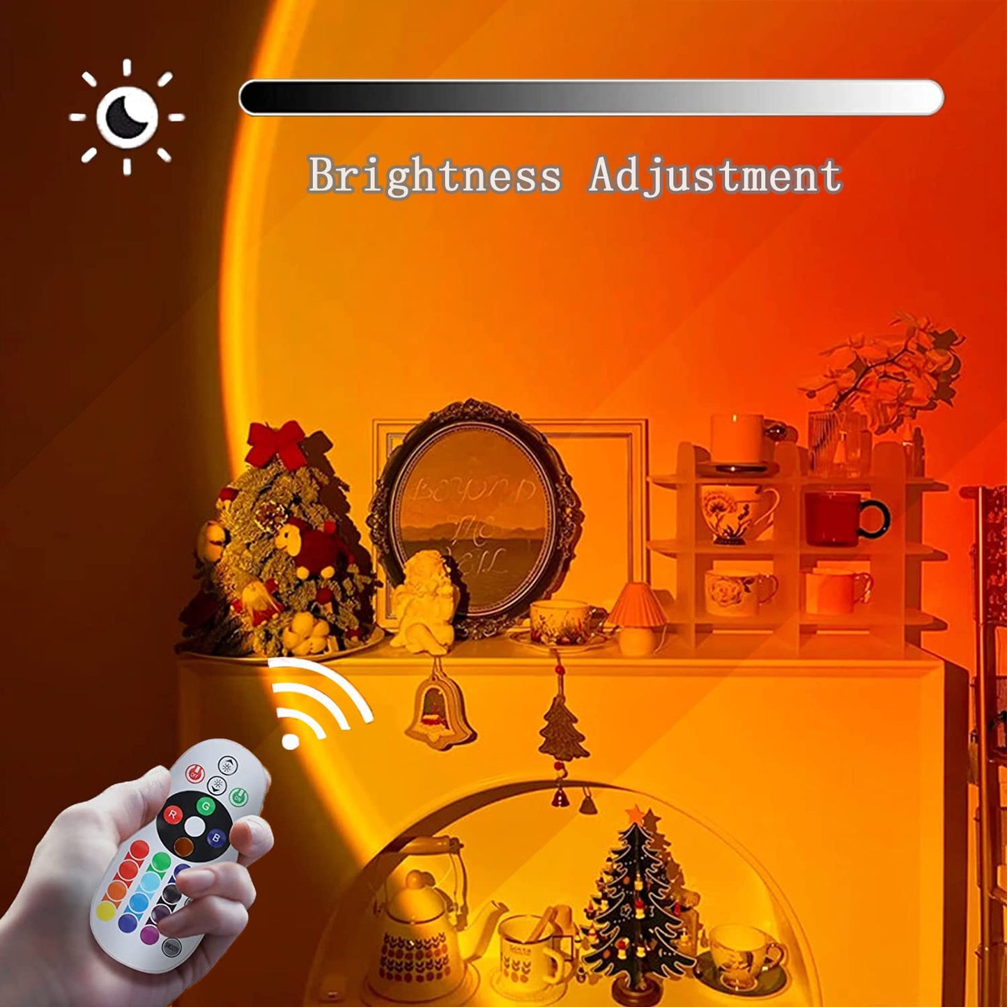 Sunset Lamp,Sonnenuntergang Lampe mit USB,Höhenverstellbar LED Nachtlicht Rainbow Light 24 Farben Zwei Fernbedienungen 4 Dynamische Modi 180° Drehung Sunset Projektionslampe,Selfie/Fotografie/Party