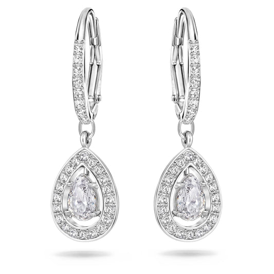 Swarovski Angelic Drop-Ohrhänger, Tropfenschliff, Weiß, Rhodiniert