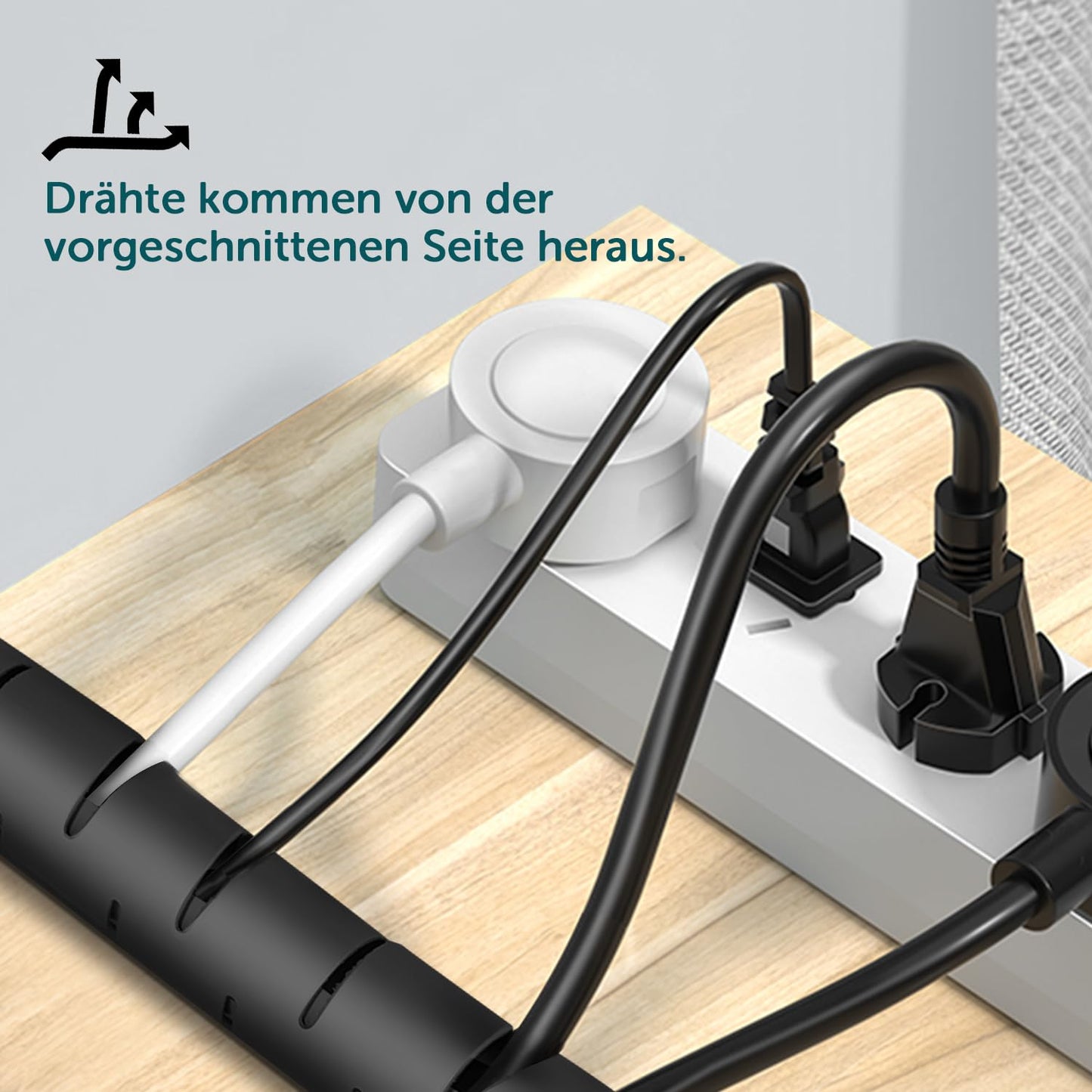 shinfly 2 x 5m Kabelschlauch Selbstschließend Schwarz, Durchmesser 16mm/22mm Flexibel Kabelkanal mit 1 Drahtführungsclip, Kabelschutz Kabelmanagement für TV Computer - Schwarz