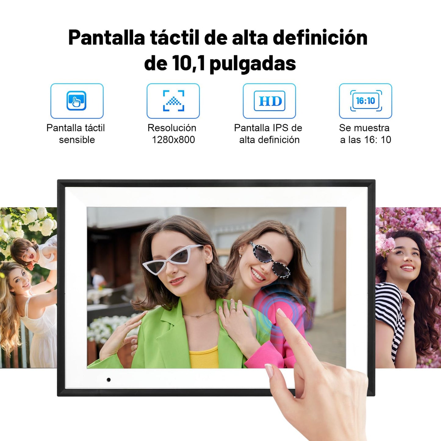 AEEZO Digitaler Bilderrahmen WLAN 10,1 Zoll,1280x800 IPS Touchscreen Elektronischer Fotorahmen,32GB-Speicher,Automatische Drehung, Unterstützt Micro SD Karte
