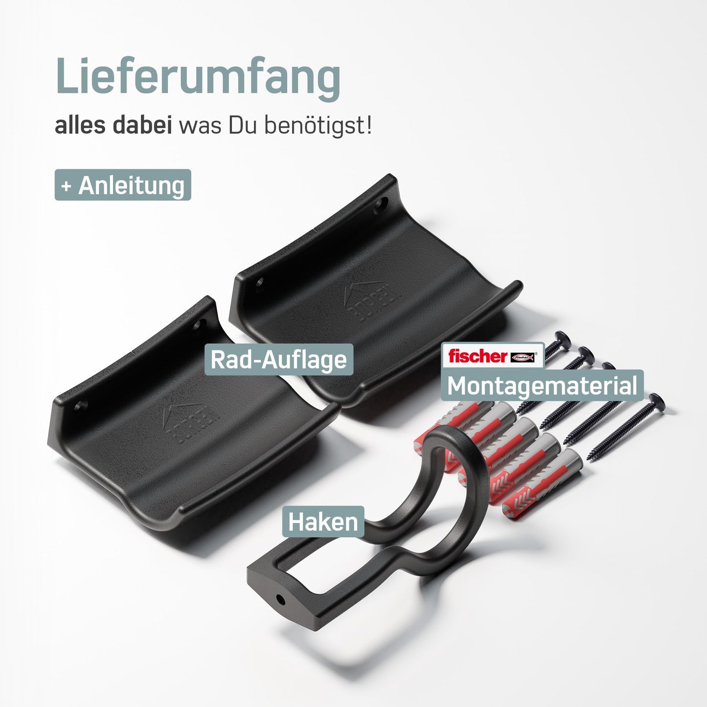 Borgen Fahrrad Wandhalterung - Rennrad Fahrradhalter - Rahmen und Fahrrad schonend bis 18 kg, minimalistisch - Rennrad Wandhalterung horizontal