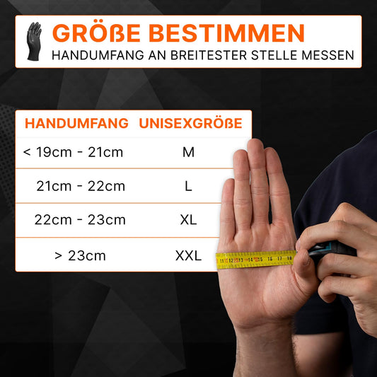 PROGRIP Einweghandschuhe Diamant Grip, Schwarz, Einmalhandschuhe Extra Stark, Nitrilhandschuhe Gr. L, 2x dicker, Handschuhe Einweg, Arbeitshandschuhe für Werkstatt & Montage, 50 Stk/Box