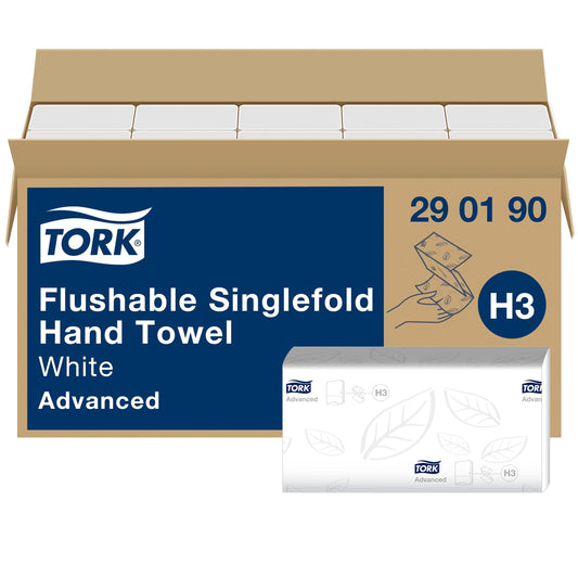 Tork Schnellauflösende Zickzack Papierhandtücher - 0290190 - Falthandtücher zum Nachfüllen für Papiertuch Spender, H3 Advanced - 2-lagig, weiß - Großpackung mit 15 x 250 Tücher