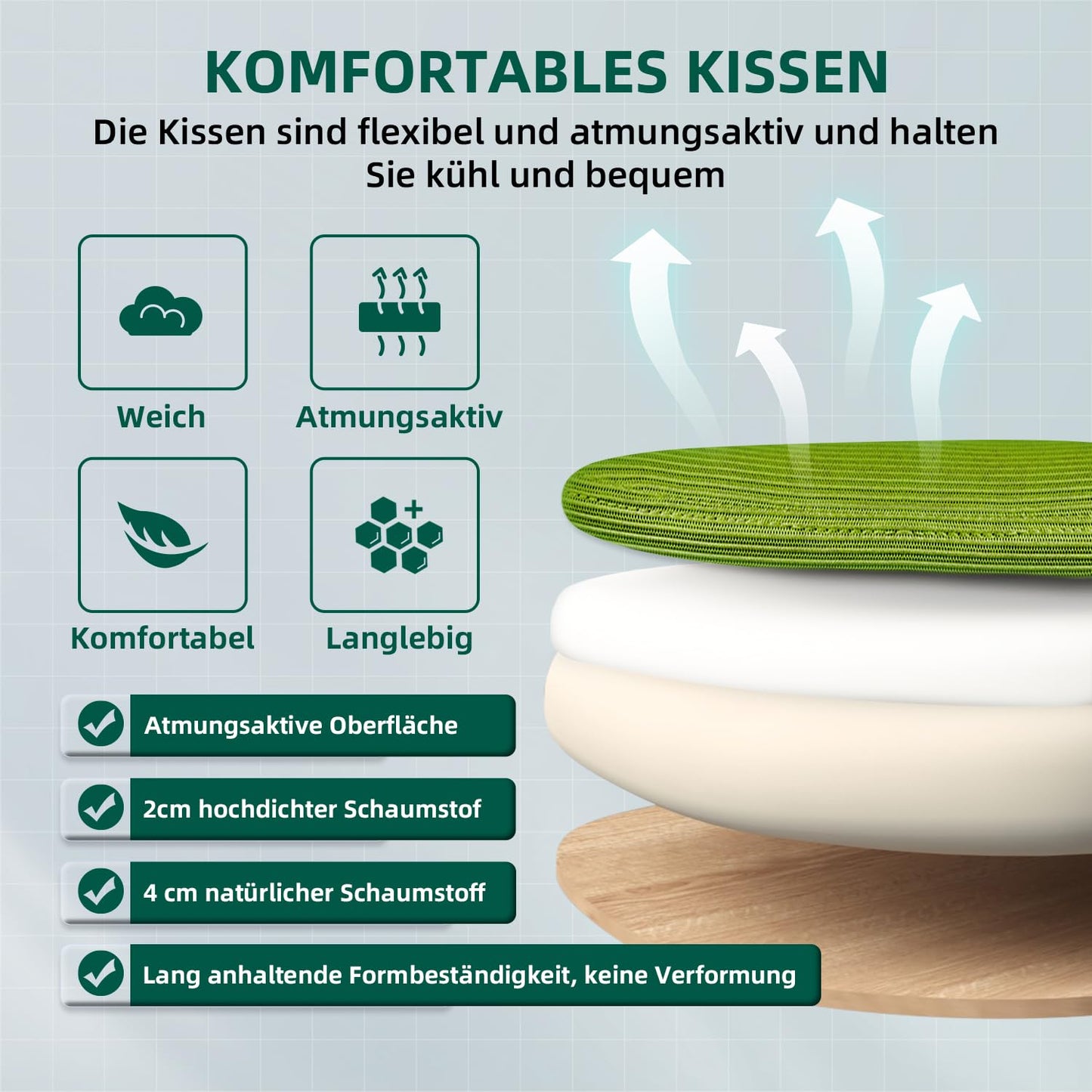Airchros Bürostuhl, Schreibtischstuhl mit Einstellbarer Lendenstütze, Hochklappbaren Armlehnen, Höhenverstellbarer Ergonomischer Bürostuhl, Netzstuhl mit Wippfunktion bis 125°,Grün