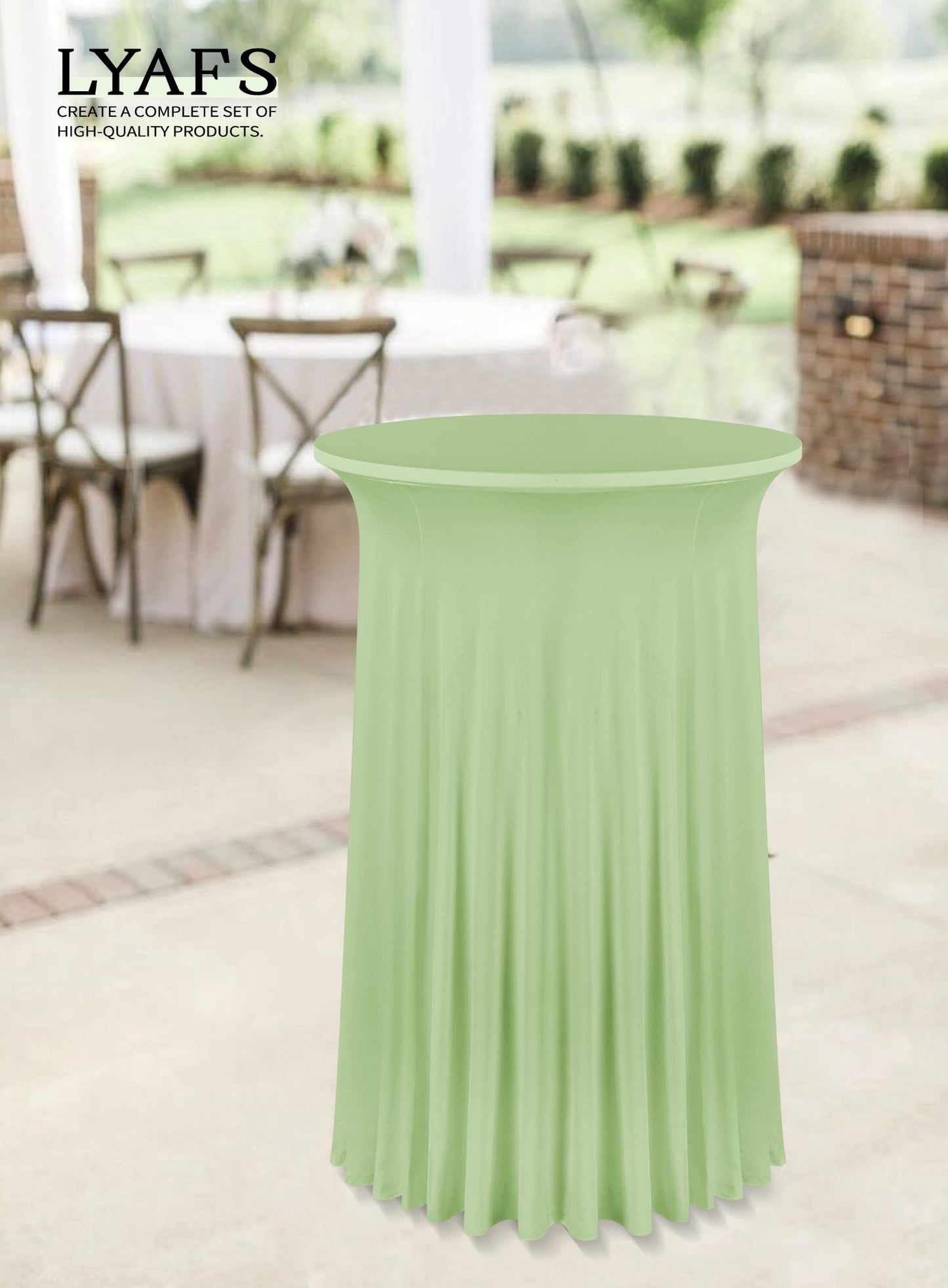 LYAFS 2er-Set Salbeigrün Stehtisch Hussen Stretch Stehtisch Tischdecke mit Rock, 80x110cm Runder Cocktail-Tischrock, Bistrotisch-Bartisch-Abdeckung für Bar, Party, Hochzeit, Banketttisch,Geburtstag