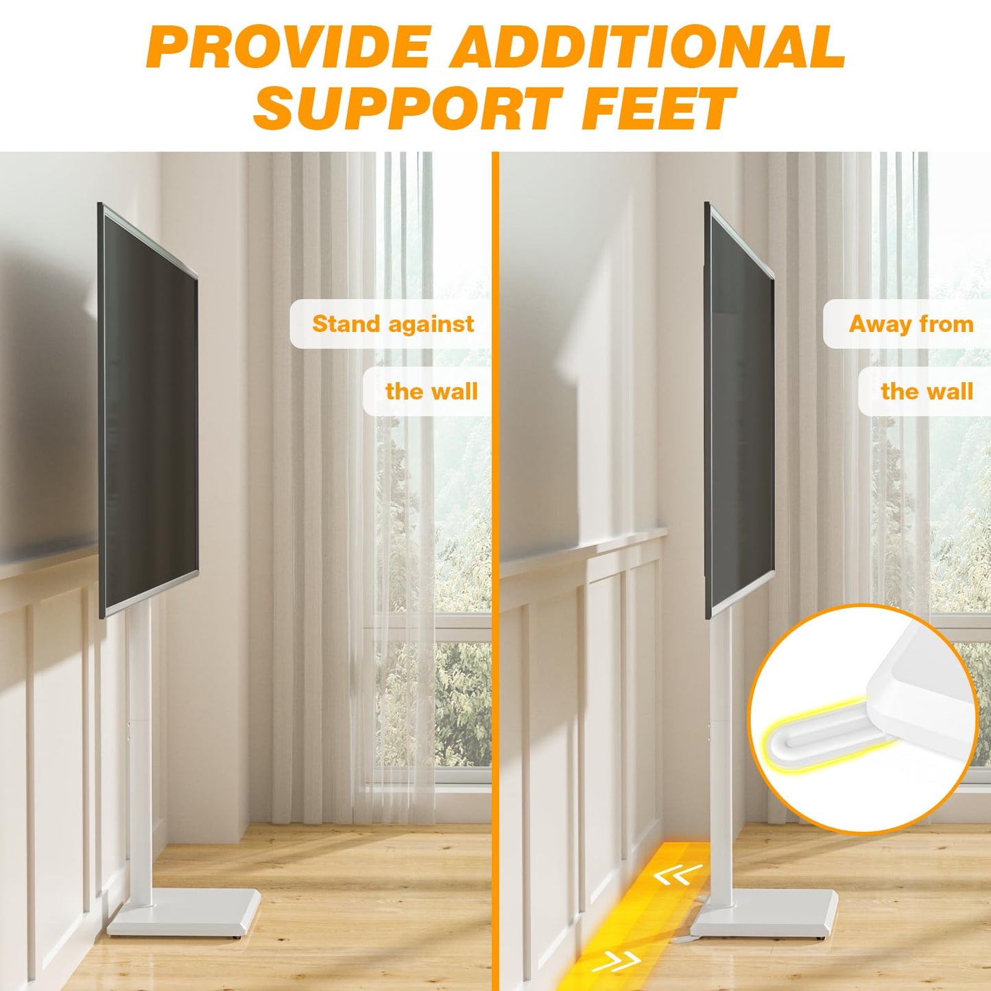 TVON TV Ständer TV Bodenständer für 32-55 Zoll Fernseher Standfuß Fernsehstand höhenverstellbar schwenkbar Max. VESA 400x400 mm bis 40 kg