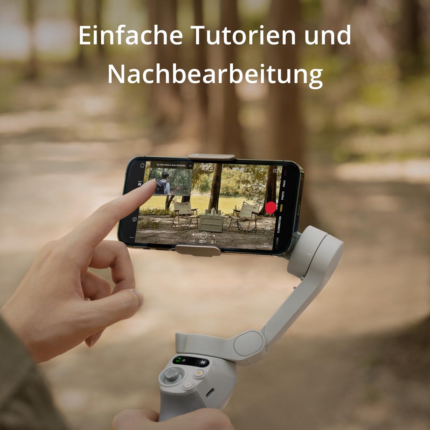 DJI OSMO Mobile SE Smartphone-Gimbal, 3-Achsen-Stabilisierung, handlich und, Android- iPhone-Gimbal mit ShotGuides, ActiveTrack 5.0, Vlog-Stabilisator, Athens Grau