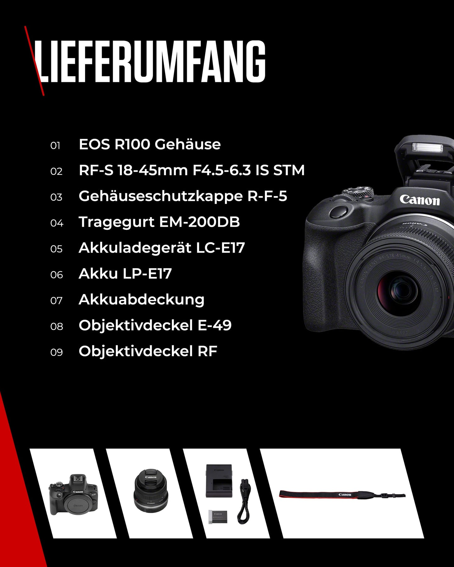 Canon EOS R100 Spiegellose Kamera + RF-S 18-45mm IS STM Objektiv (Kompaktkamera, 4k Videokamera, Digitalkamera mit Autofokus und Motiverkennung für Augen Tiere Fahrzeuge, Filter- und Kreativassistent)