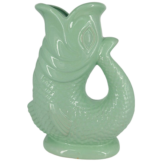 Bubble Jug Wasserkaraffe Keramikkrug in Fischform - 1,5 L, Enteneiblau - Fisch Karaffe mit Gluckergeräusche für lustiges ausgießen von Wasser, Wein & mehr - Bubble Jug Karaffe Fisch - Fischkrug