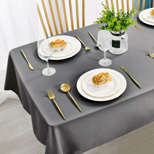DWCN Hellgrau Tischdecke 140x200cm Fleckschutz Abwaschbar Tischwäsche Abwischbare Wasserdicht Tischdecke Outdoor Tischtuch für Esszimmer, Garten, Party, Hochzeiten oder Haushalt