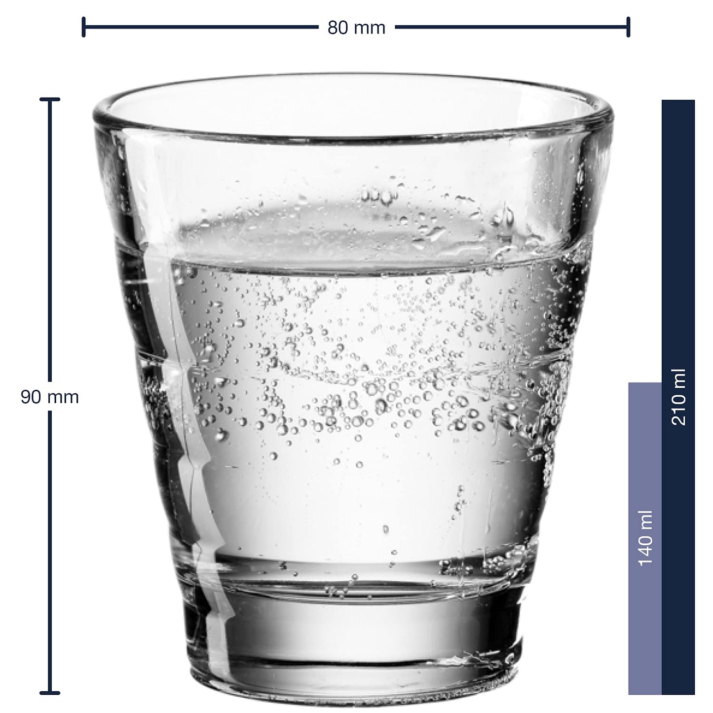 LEONARDO HOME Onda Wasser-Gläser, 12 Stück (1er Pack), spülmaschinengeeignete Saft-Gläser, Trink-Becher aus Glas mit Muster, 12 teilig, 210 ml, 300 ml, Klar, 011019